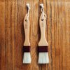 Pastry Brush Natural Bristle Wooden, MSART Basting/Food Brush, with Beech Wood Handle and Rope Hook, Great for Butter, Cookies, Oil, Bread, Frosting. Easy to Clean (1 inch & 1.5 inch set)
