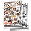 Biker Skulls Motorcycle Club Temporary Tattoo Water Resistant Fake Body Art Set Collection - Color (One Sheet)