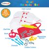 Dr. STEM Toys Chef Costume for Kids Ages 3-6 | 21-Piece Kids' Dress Up & Pretend Play Set Includes Jacket, Hat, Apron, Bowl, 2 Eggs, Utensils, Cookie Cutters