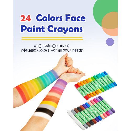 Lictin Face Painting Kits for Kids - 24 Colors Twistable Face Paint Crayons, Water Based Face Paint Marker Sticks for Halloween, Christmas, Cosplay, Face Makeup Body Paints Sticks for Kids and Adults