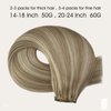 Full Shine Genius Weft Hair Extensions Sew In Hair Extensions Real Human Hair Color Light Brown Highlight Platinum Blonde Hair Weft Invisible Highlight Sew In Extension Blonde Hair 50G 18 Inch
