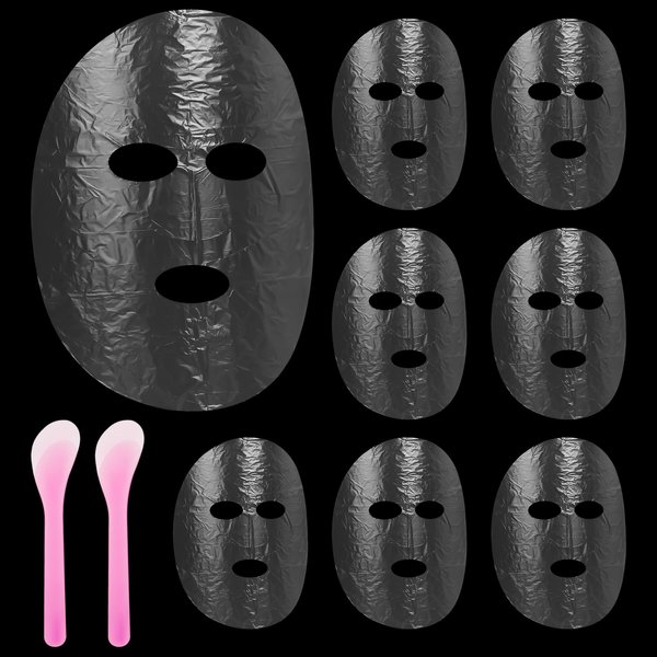 salbsever 200 Sheets Plastic Face Mask, Disposable Face Mask Facial Mask Set Spatula Transparent Moisturizing Face Mask Disposable Face Thin Facial Plastic Wrap Retention for Skin Care & DIY Spa Mask