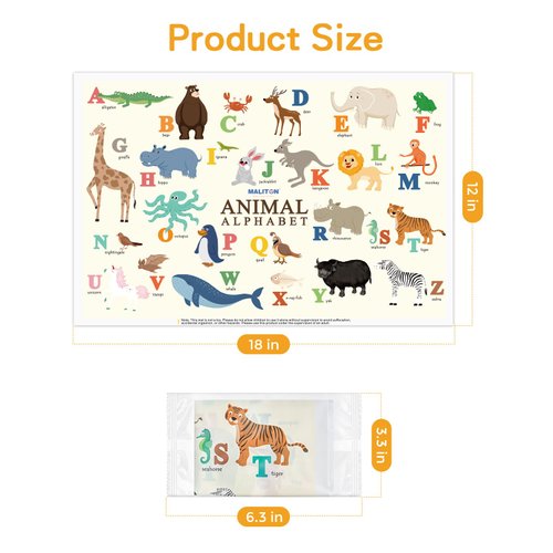 Disposable Placemats for Baby & Toddlers, Disposable Baby Placemats for Restaurants, Travel, Disposable Stick on Placemats with 4 Designs, Disposable Table Mats for Kids (Individual Package)