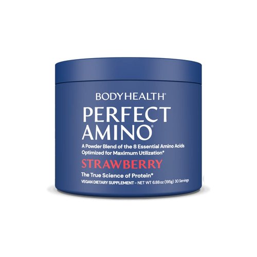 BodyHealth PerfectAmino Powder - BCAA and EAA Powder for Pre and Post Workout - Amino Acid Energy Drink Powder for Men and Women to Support Lean Muscle and Recovery - Strawberry - 30 Servings