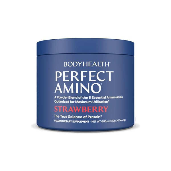 BodyHealth PerfectAmino Powder - BCAA and EAA Powder for Pre and Post Workout - Amino Acid Energy Drink Powder for Men and Women to Support Lean Muscle and Recovery - Strawberry - 30 Servings