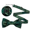 YOHOWA Green Gold Bow Tie and Pocket Square Set Pretied Bow Tie with Gold Diamond Ring
