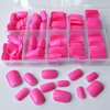 Bellelfin 240pcs Short Press on Nails Hot Pink Full Cover Short Square Fake Nails Glossy Acrylic Artificial False Nail Tips with 5 Sheets Adhesive Glue Tabs for Women and Girls Fingernails Design