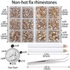 LPBeads 6000 Pieces Champagne Non Hotfix Rhinestones 6 Sizes Round Crystal Glass Flat Back Rhinestones with Tweezers and Picking Pen for Nail Art Crafts Clothes Bags DIY