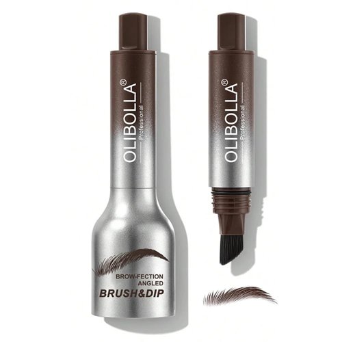 Upgraded Microblading Eyebrow Pen, Brow-Fection Angled Brush & Dip, Liquid Eyebrow Brush, Waterproof Brow Pen, Eyebrow Tint, Eyebrow Contouring Pen, Realistic hair-like strokes (04 Dark Brown)