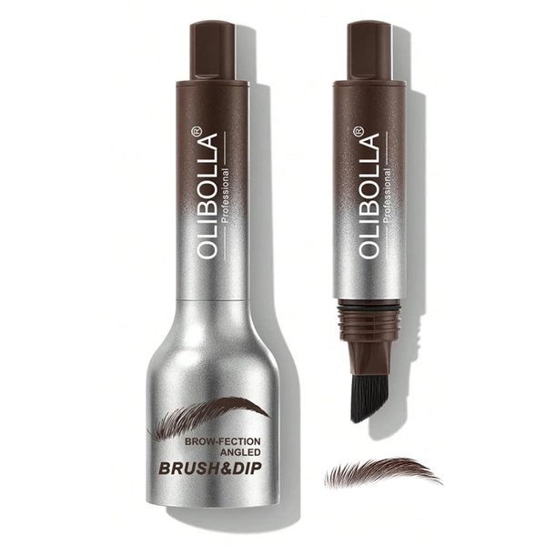 Upgraded Microblading Eyebrow Pen, Brow-Fection Angled Brush & Dip, Liquid Eyebrow Brush, Waterproof Brow Pen, Eyebrow Tint, Eyebrow Contouring Pen, Realistic hair-like strokes (04 Dark Brown)
