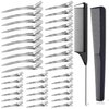90Pcs Metal Duck Billed Hair Clips,curl clips with 1pcs Rat Tail Comb and 1pcs Hair Dressing Combs Sliver Alligator Hair Clips for Salon, Styling Sectioning,Doing Makeup 3 Sizes Roller Clips.