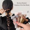 Black Bowknot Braided Telephone Wire Hair Bands, Phone Cord Straight Spiral Hair Ties, Spiral Hair Ties for Women Phone Cord,Ponytail Braids Fixed Hair Rope Accessory for Women1 Elastics and Ties