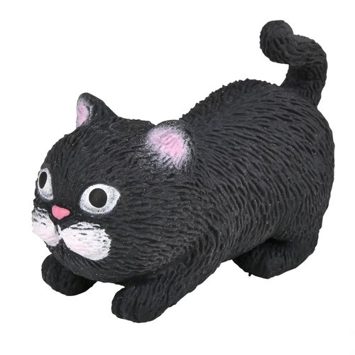 Squishy Stretchy Cat (3.5" to 6.5") Rubber Fidget Sensory Toy Filled with Sand. Great Stress Relief Cat Toy for Kids, Adults and Pets. (Black Cat)