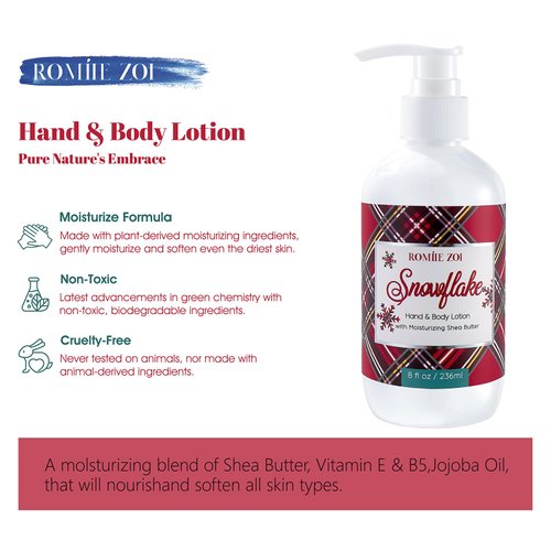 ROMIIE ZOI Christmas Hand & Body Lotion with Moisturizing Shea Butter for All Skin Type- Tartan Checks - Winter Pine - 236 ML / 8 FL OZ