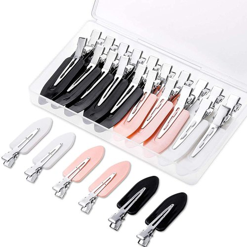 Gingbiss 20 Pcs No Bend Hair Clips, No Crease Hair Clips Curl Pin Clips with Storage Box for Hairstyle Bangs Waves Makeup Application
