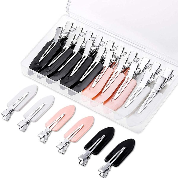 Gingbiss 20 Pcs No Bend Hair Clips, No Crease Hair Clips Curl Pin Clips with Storage Box for Hairstyle Bangs Waves Makeup Application
