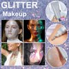 Body Glitter Gel Set Holographic Glitter Festival Makeup for Face Hair Rave Accessories Body Shimmer Glitter Liquid Lotion(Sliver+Gold+White)