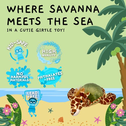 Randimals Plush Toy Stuffed Animal Mix - Giraffe & Turtle Hybrid Stuffed Animals for Girls & Boys - Huggable & Soft Animal Characters Cute Plushies - Unique Toys for Discovery & Adventure