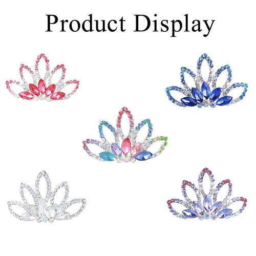 JAKAWIN Girls Crystal Rhinestone Hair Comb Christmas Tiara Crown Headpiece Birthday Gifts Hair Accessories (Multi-colored)