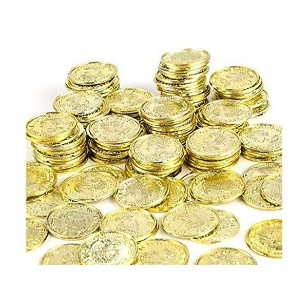 1000 Plastic Pirate Gold Play Toy Coins Birthday Party Favors Pinata Money Coin by unbranded