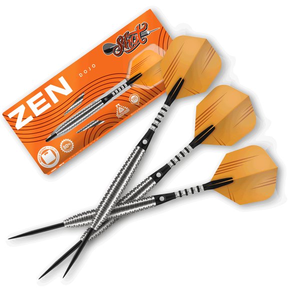 Shot Darts Steel Tip, Zen Dojo (18g / 20g), 80% Tungsten Barrel, Torpedo Shape, Front Balanced, Handcrafted Professional Dart Set and Flights Made in New Zealand, Steel Tip for Bristle Dartboard