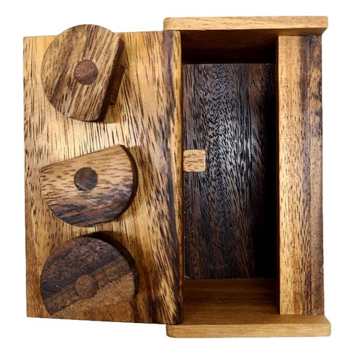 3 Wheel Combination Secret Lock Puzzle Box