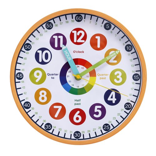 Learning Wall Clock for Kids 10 inch, Clock Easy to Read Silent Non-Ticking Colorful Battery Operated,Telling Time Clock Kids Room Wall Decor for Bedrooms Teaching Clock,Kids Learn to Tell Time Easily
