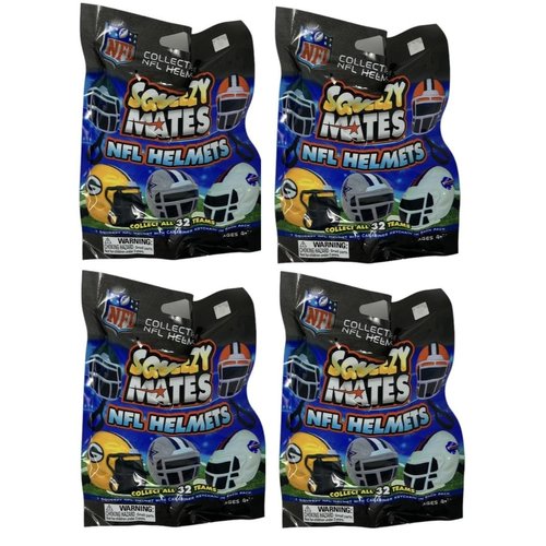 Party Animal Squeezymates Helmets 2025 Series 1 NFL Helmet Figures Blind Bags Gift Set Party Bundle - 4 Pack
