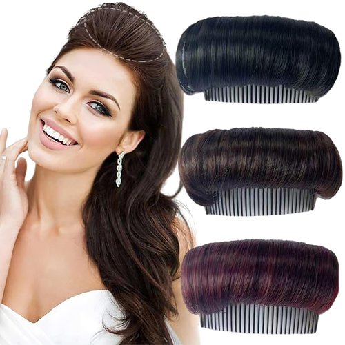 Hair Bun Invisible False Hair Clip Bump It Up Volume Hair Base Fluffy Tool Volume Princess Styling Increased Hairstyles Extension Accessories for Women Girls Thickening Fluffy Hairpin 3 Pieces