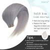 Tape in Hair Extensions Human Hair, Platinum Silver Hair Extensions Real Human Hair Tape ins Extensions for Women, 20 Pcs Tape in Hair Extensions Human Hair 20 Inch Invisible Double Sided Tape Hair