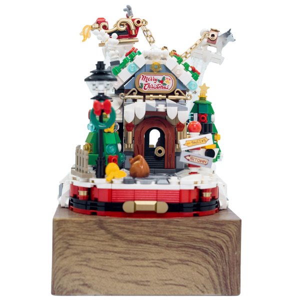 Oasiland Christmas Music Box Building Toy Santa Claus Building Blocks Bricks Set Building Kit for Kids Adults (979 Pieces)