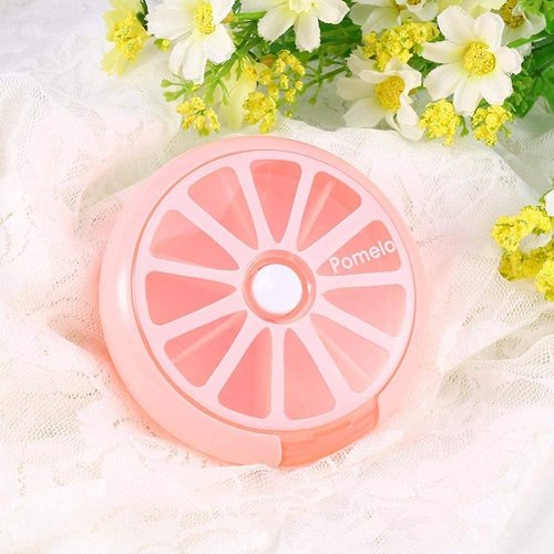 Pill Cases Pill Box Weekly Light Pillbox Mini Pill Container Medicine Vitamin Box Case Storage Daily Pill Organizer with a Lemon Pattern Vitamin Organizer for Vitamin Fish Oils