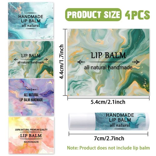 OLYCRAFT 100Pcs Self-Adhesive Lip Balm Tag Stickers 2.1x1.7 inch Waterproof Adhesive Label with Marble Texture Rectangle Lipstick Tag Sticker for Lip Balm Container Tubes Lipstick Wrapping Decoration