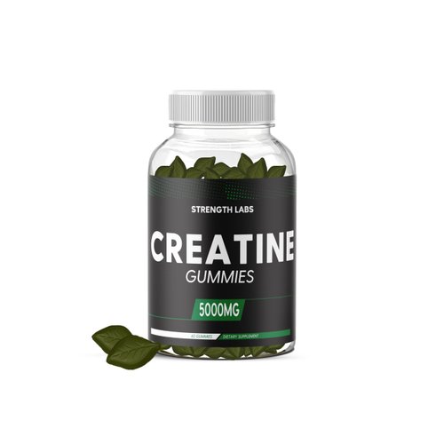 Sugar Free Creatine 5g for Men & Women - Chewable Creatine Monohydrate Gummies Build Size with L-Theanine & Vitamin B12 5000mg Bodybuilding Builder Strength Muscle - Pre-Workout Growth