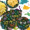 96 Pcs Dinosaur Party Supplies Include Dinosaur Birthday Paper Plates Forks Napkins Tableware Set for Boys Kids Dino Theme Birthday Party Decorations 24 guests