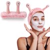 SuPoo Snail Face Wash Headband - Light Pink, Soft Microfiber Material, Funny Design, One Size Fits Most, Strong Water Absorbent, Multi-Function Use for Spa, Sports, Yoga, Makeup, Face-Washing, Shower