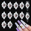 XEAOHESY 10pcs White Flower Nail Charms Flower Charms for Nails 3D Flower for Nails Inlay AB Rhinestones Acrylic Flowers for Nails Nail Art Accessories for Women(White)