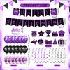 Retirement Party Decorations for Women,Purple Happy Retirement Party Supplies, Retirement Banner,18pcs Retirement Latex Cofetti Balloons, Hanging Swirl, Cupcake Topper Retirement Party Decor Favors