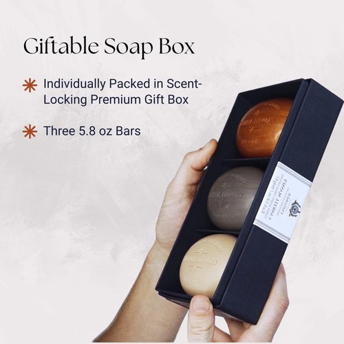 Caswell-Massey Triple Milled Number Six Three-Soap Set, Natural Bar Soap for Men & Women, Moisturizing Men’s Luxury Body & Face Soap, 5.8 Oz Soap Bars (3 Soap Set)