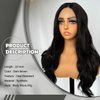 SOKU Body Wave Synthetic Lace Front Wigs 22 Inch Middle Part Wavy Wig with Baby Hair Dark Brown Glueless Hair Replacement Wigs for Women Heat Resistant Fiber