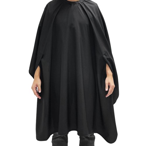 Barber Strong The Barber Cape Haircut Cover for Men, Hands Free, Hair Repelling and Static-Reducing Material, Flexible Elastic Neckband, Water Resistant Fabric, Oversized for Complete Coverage - Black