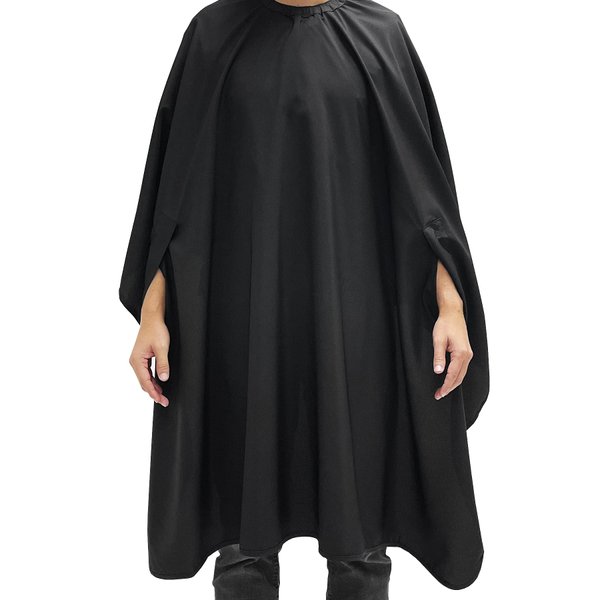 Barber Strong The Barber Cape Haircut Cover for Men, Hands Free, Hair Repelling and Static-Reducing Material, Flexible Elastic Neckband, Water Resistant Fabric, Oversized for Complete Coverage - Black