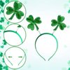 2 Pieces St Patrick's Day Shamrock Headbands Green Clover Plain Hair Hoops Band Head Boppers Irish Party Costume Accessories