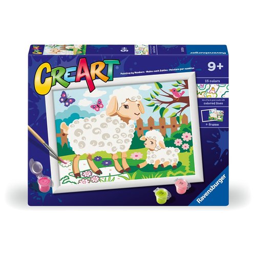 Ravensburger CreArt Sheep and Lamb Paint by Numbers Kit for Kids - 23723 - Painting Arts and Crafts for Ages 9 and Up