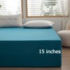 rushrushlulu Soft and Microfiber Twin Fitted Bed Sheet only Fits 15inches Bed Matress Sheets Deep Pocket Soft Fitted Sheets Blue