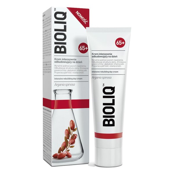 Bioliq 65+ Intensive Rebuilding Day Cream 50 ml - Hydrates, Firms, & Smooths Skin, Reduces Wrinkles, and Enhances Elasticity, with Hyaluronic Acid & Argan Oil for Mature Skin Rejuvenation