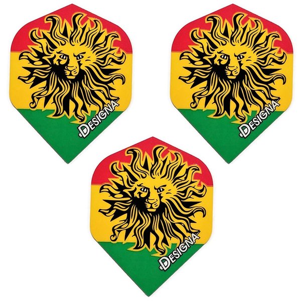 DESIGNA Jamaican Iron Lion Zion Dart Flights, 75 Micron (3 Sets - 9 Flights)