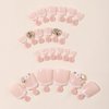 Flower Press on Toenails - 3D Stereoscopic Embossed with Rhinestone Flowers Design, Toe Fake Nails Kit with 24 Nails,24pcs jelly glue stickers,1pcs mini nail file,1pcs wooden stick Nails for Women
