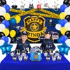LXlucktim Police Birthday Party Supplies, 159 Pcs Police Cars Party Decorations for Girl Boy Baby - Backdrop, Cake, and Cupcake Toppers, Balloons, Cupcakes Wrappers, Hanging Swirls