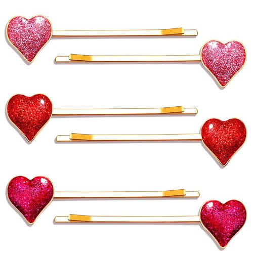 CEALXHENY Valentine’s Day Heart Hairpins for Women Enamel Glitter Rhinestone Heart Hair Clips Sweet Love Heart Hair Barrettes Bridal Party Styling Hair Accessory (Glitter)